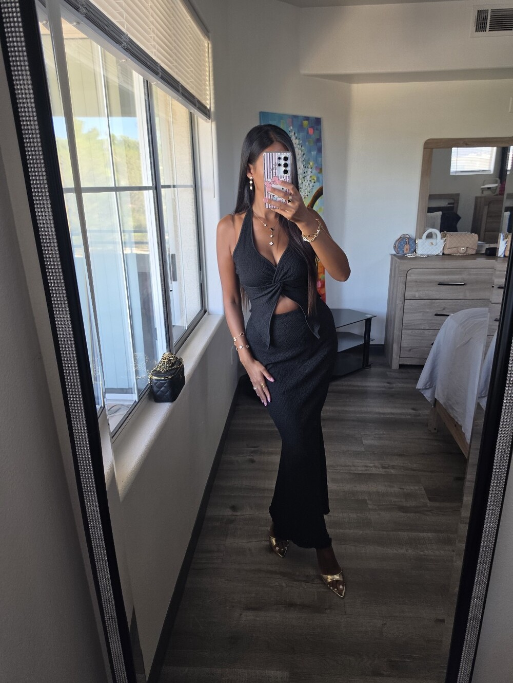 Chic Black Halter Cutout Maxi Dress - Picture 11 of 16